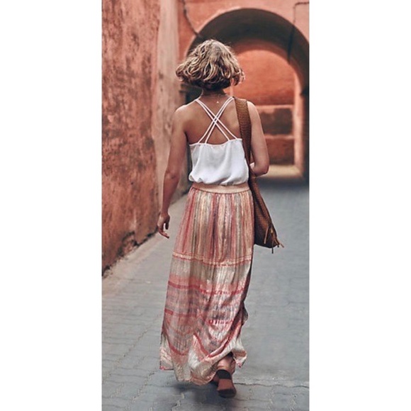 Anthropologie Dresses & Skirts - Anthropologie BL^NK Blank London Daybreak Gold Foil Stripe Maxi Skirt ~ Large